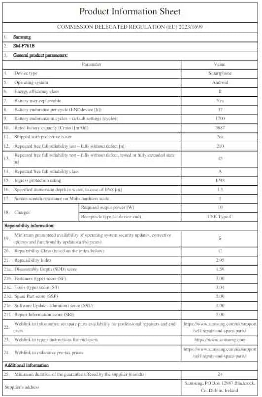 Product sheet