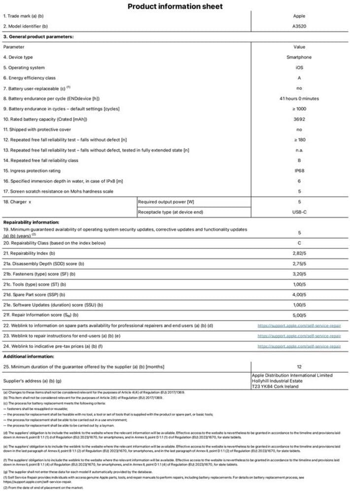 Product sheet