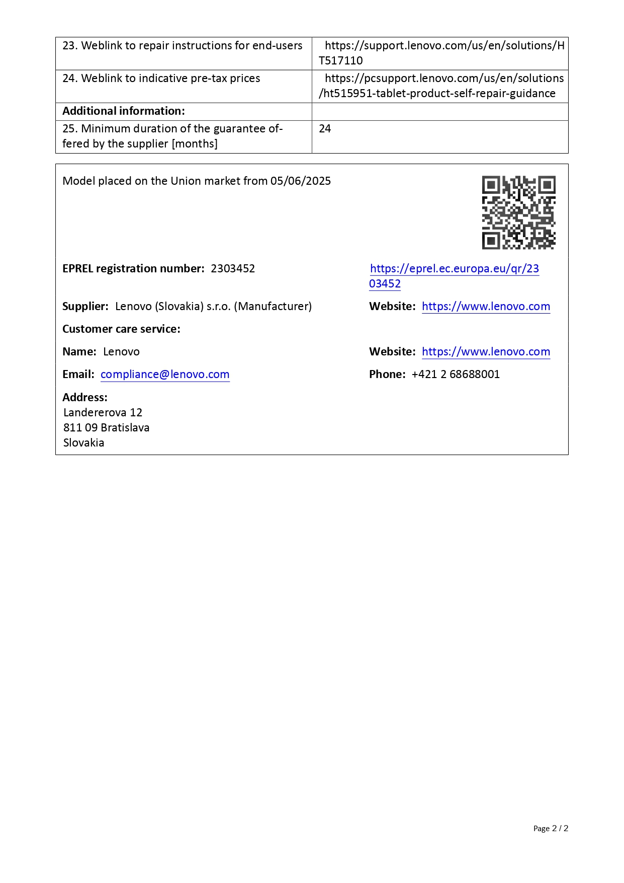 Produktdatenblatt