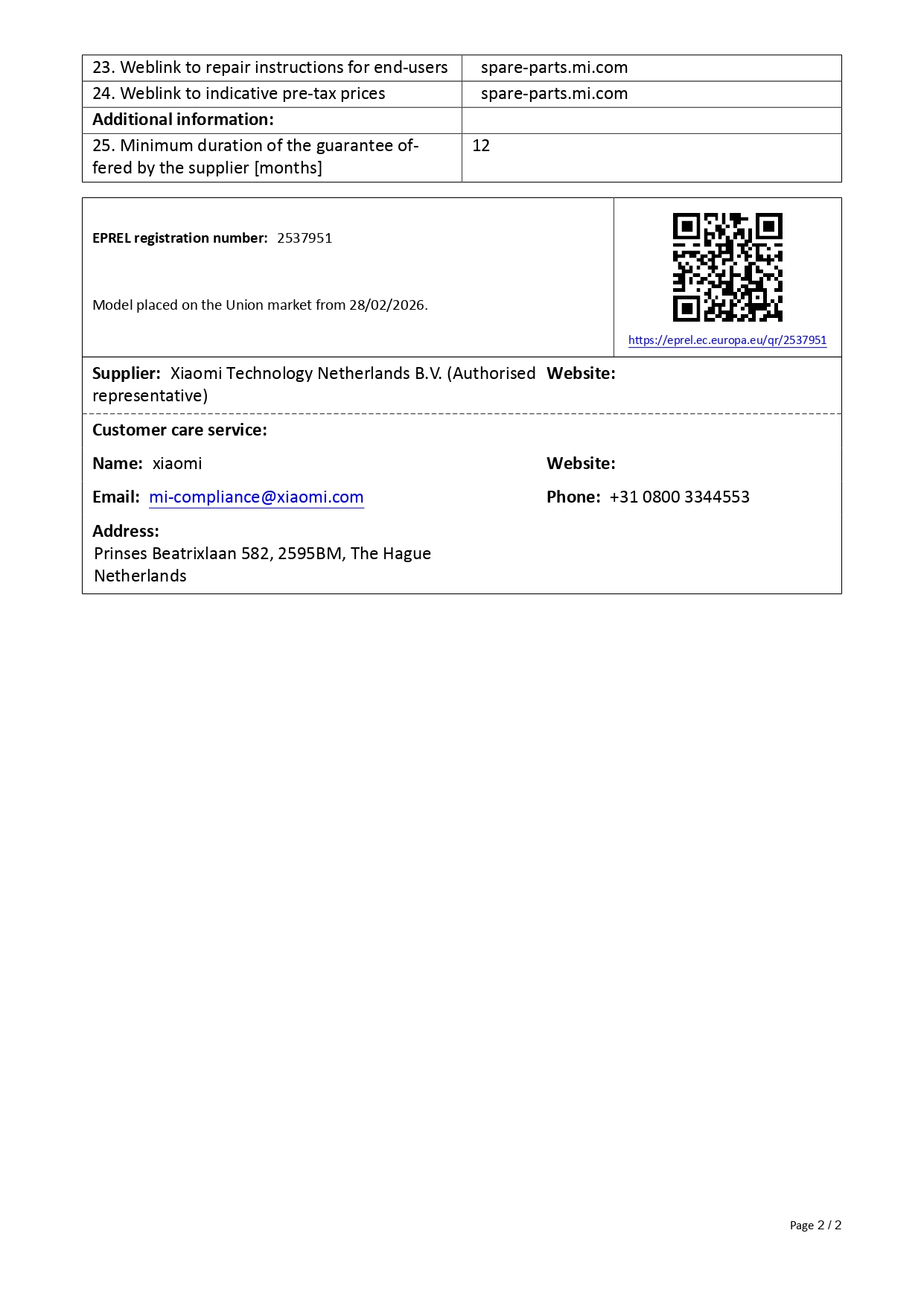 Produktdatenblatt