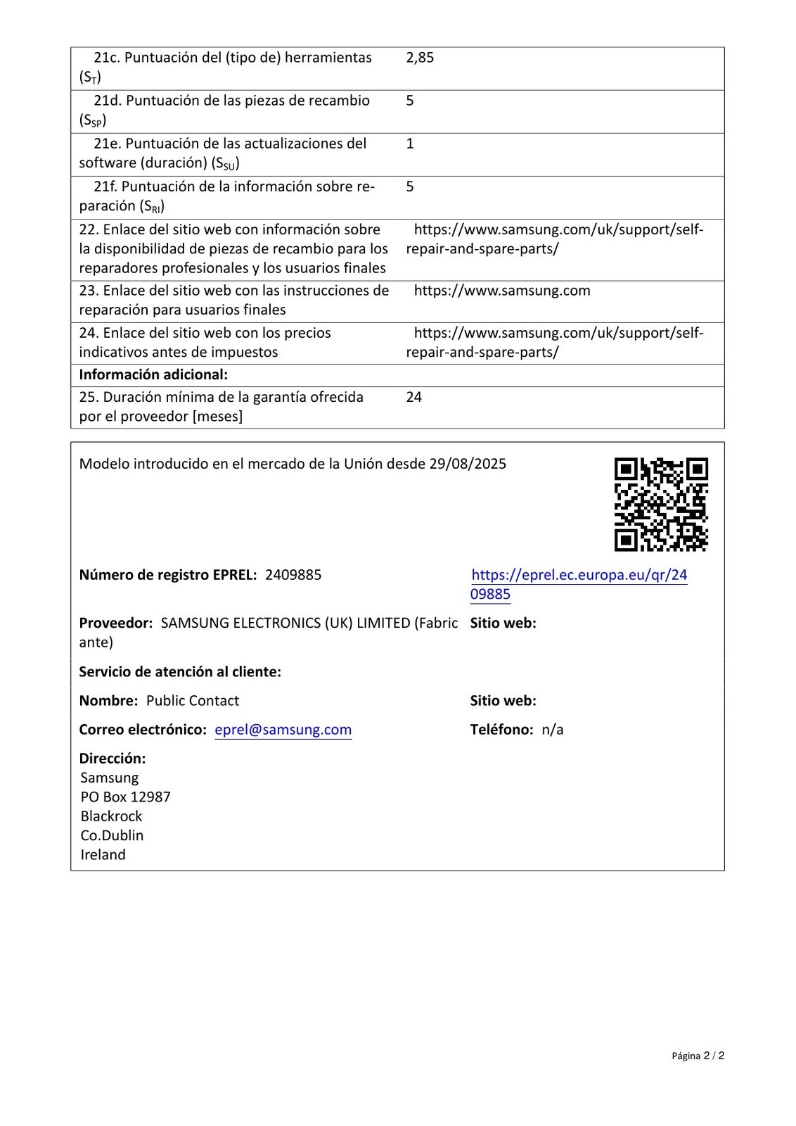Product sheet