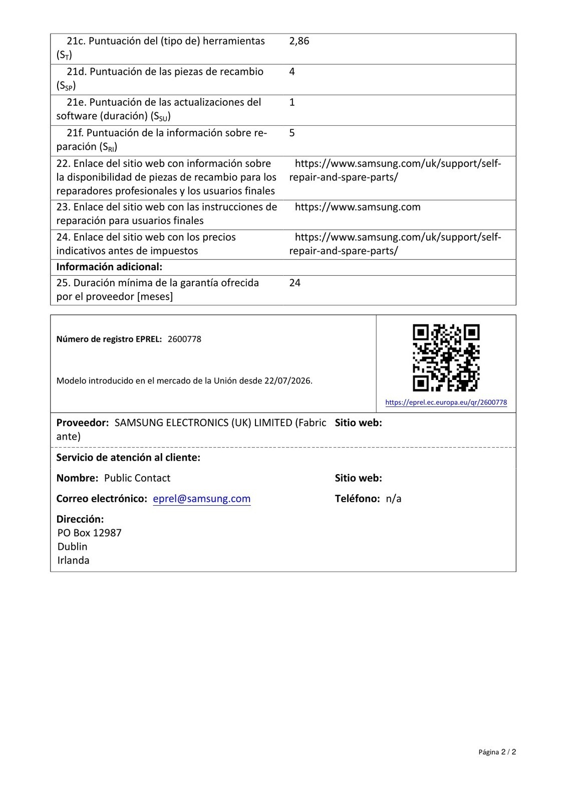 Ficha do produto