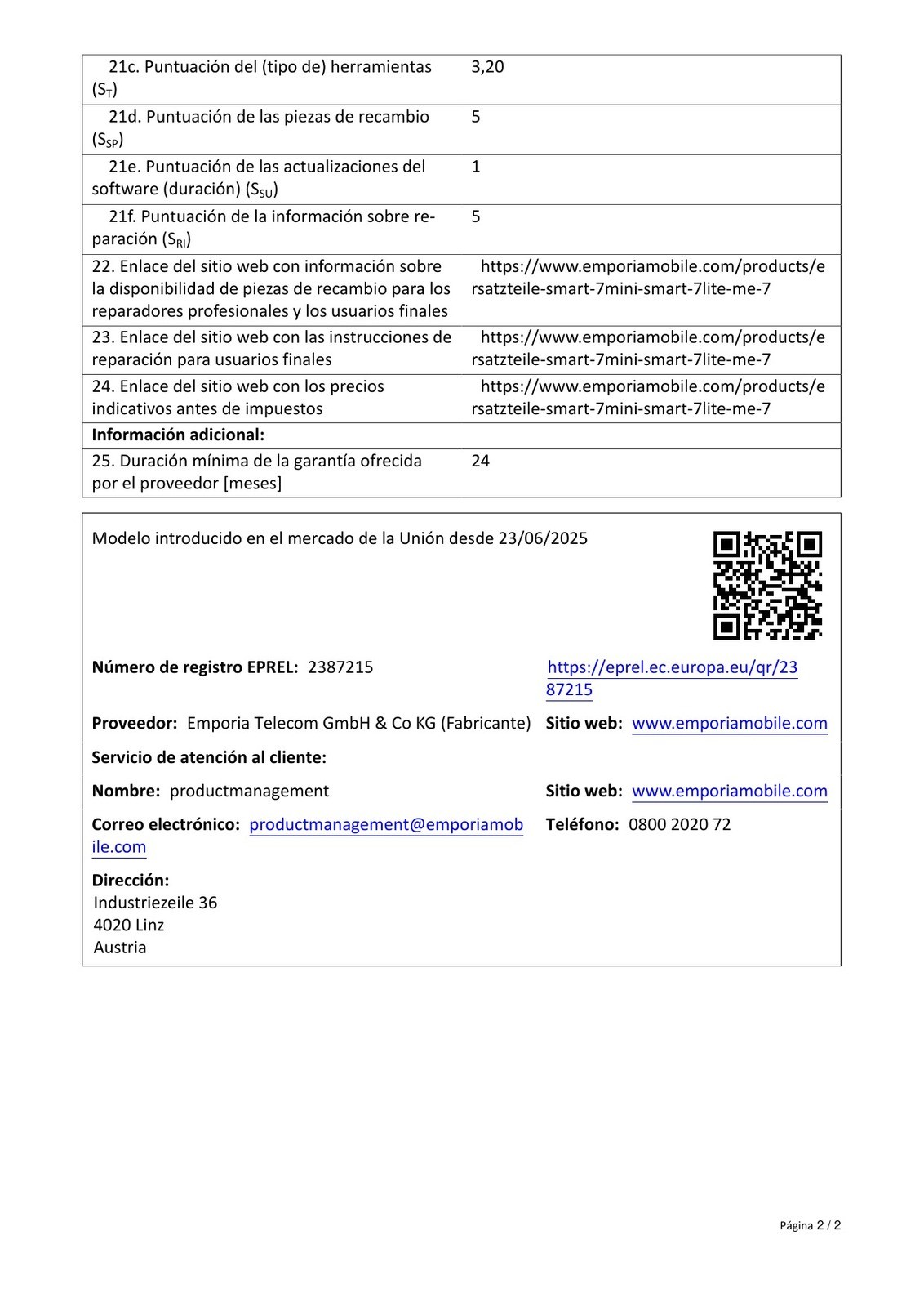 Product sheet